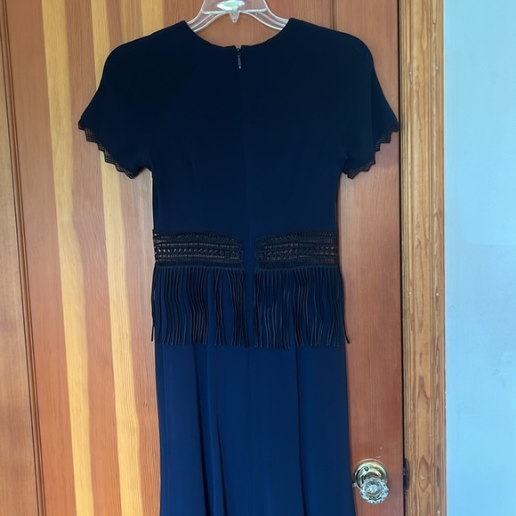 Jonathan Simkhai Navy Blue Crochet Fringe Fluted Bodycon Dress Midi - Picture 11 of 11